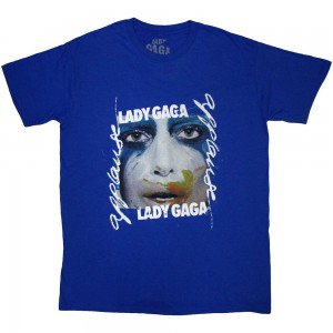 Lady Gaga Unisex T-Shirt: Artpop Facepaint (Blue) (Large)