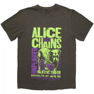 Alice In Chains Unisex T-Shirt: Unplugged Dog (Grey Wash) (Wash Collection) (Large)