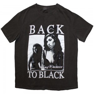 Amy Winehouse Unisex T-Shirt: Back To Black (Black Wash) (Wash Collection) (Large)