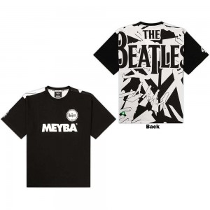 The Beatles Unisex T-Shirt: Meyba Drum & Crossing All-Over-Print (Black) (Large)