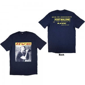 Post Malone Unisex T-Shirt: Live In Concert (Navy Blue) (Back Print & Ex-Tour) (Medium)