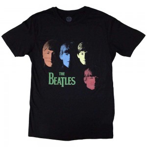 The Beatles Unisex T-Shirt: Colour Faces (Black) (Small)