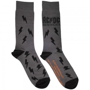 AC/DC Unisex Ankle Socks: Back in Black Bolts (Charcoal Grey) (UK Size 6 - 11)