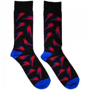 David Bowie Unisex Ankle Socks: Flash Pattern (Black) (UK Size 6 - 11)