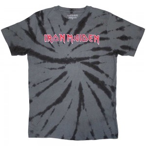 Iron Maiden Unisex T-Shirt: Logo (Charcoal Grey) (Wash Collection) (Large)