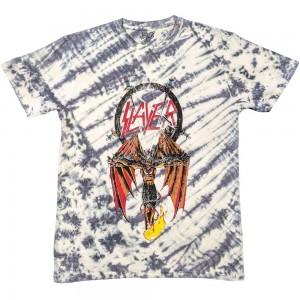 Slayer Unisex T-Shirt: Winged Crucifix (White) (Wash Collection) (Large)