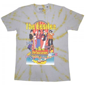The Beatles Unisex T-Shirt: Yellow Submarine Band & Fish (Grey) (Wash Collection) (X-Large)