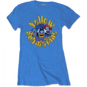 The Beatles Ladies T-Shirt: Yellow Submarine Baddies (Blue) (Large)