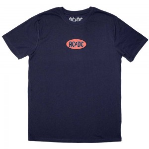 AC/DC Unisex T-Shirt: Mini Oval Logo (Navy Blue) (X-Large)