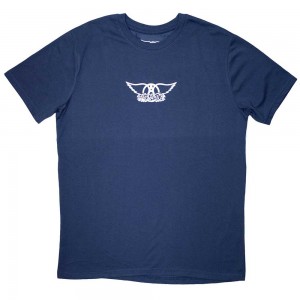 Aerosmith Unisex T-Shirt: Mini Wings Logo (Denim Blue) (Small)