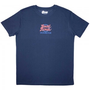 David Bowie Unisex T-Shirt: Mini 1978 World Tour Logo (Denim Blue) (Medium)