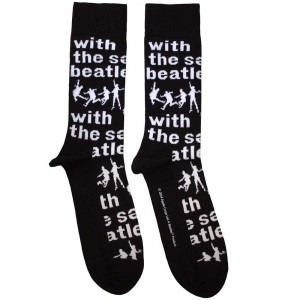 The Beatles Unisex Ankle Socks: With The Beatles Silhouettes Repeat (Black) (UK Size 7 - 11)