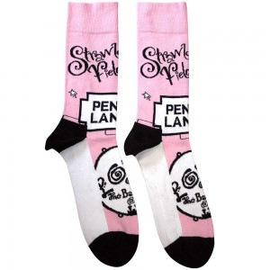 The Beatles Unisex Ankle Socks: Strawberry Fields/Penny Lane (Pink) (UK Size 7 - 11)
