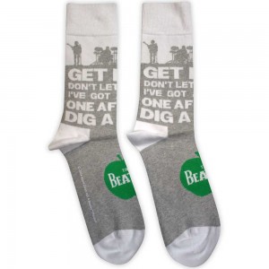 The Beatles Unisex Ankle Socks: Rooftop Silhouettes & Apple (Grey) (UK Size 7 - 11)