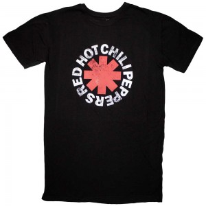 Red Hot Chili Peppers Ladies T-Shirt Dress: Classic Asterisk (Black) (Large)