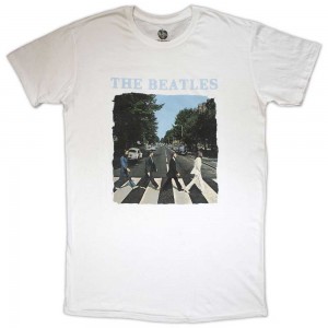 The Beatles Ladies T-Shirt Dress: Abbey Road & Logo (White) (Small)