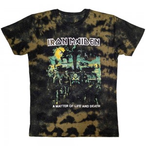 Iron Maiden Unisex T-Shirt: A Matter Of Life & Death (Brown) (Wash Collection) (X-Large)