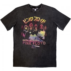 Pink Floyd Unisex Stone Wash T-Shirt: Japan Poster (Charcoal Grey) (XX-Large)