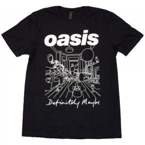 Oasis Unisex T-Shirt: Definitely Maybe Line Drawing (Black) (Large)