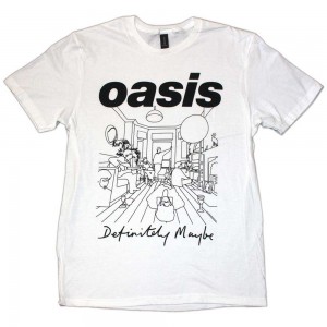 Oasis Unisex T-Shirt: Definitely Maybe Line Drawing (White) (XX-Large)