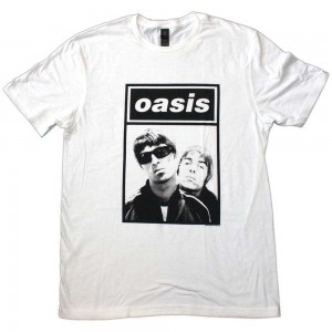Oasis Unisex T-Shirt: Noel & Liam Boxed Photo (White) (X-Large)