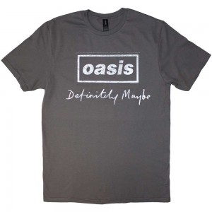 Oasis Unisex T-Shirt: Definitely Maybe Distressed Text Logo (Charcoal Grey) (XX-Large)