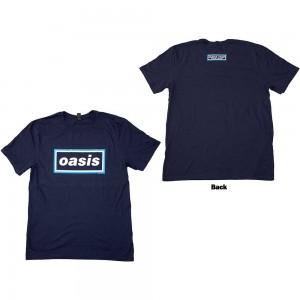 Oasis Unisex T-Shirt: Maine Road Event Logo (Navy Blue) (Back Print) (Large)