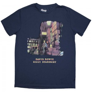 David Bowie Unisex T-Shirt: Ziggy Stardust (Denim Blue) (Medium)