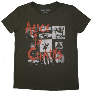Alice In Chains Ladies T-Shirt: Albums Montage (Green) (Medium)