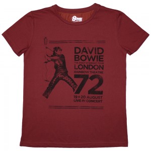 David Bowie Ladies T-Shirt: Rainbow Theatre (Red) (Large)