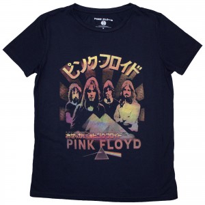 Pink Floyd Ladies T-Shirt: Japan Poster (Navy Blue) (Small)