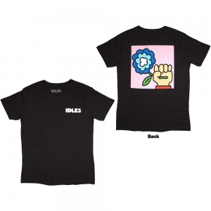 Idles Unisex T-Shirt: Cartoon Flower (Black) (Back Print) (Medium)