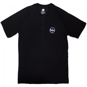 The Beatles Unisex Raglan T-Shirt: Mini Drum Logo (Black) (3 Button Collar) (X-Large)