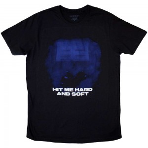 Billie Eilish Unisex T-Shirt: Hit Me Hard And Soft Blue Lines (Black) (Medium)