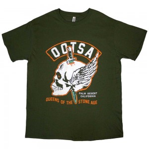 Queens Of The Stone Age Unisex T-Shirt: Winged Skull (Green) (XX-Large)