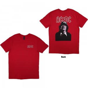 AC/DC Unisex T-Shirt: Mini Logo / Lock Up Your Daughters (Red) (Back Print) (Large)
