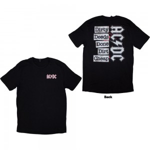 AC/DC Unisex T-Shirt: Mini Logo / Dirty Deeds (Black) (Back Print) (XX-Large)