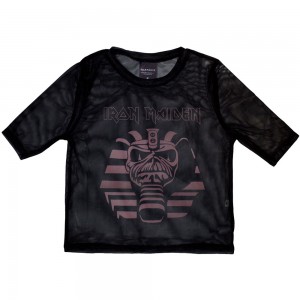 Iron Maiden Ladies Crop Top: Powerslave Mummy (Black) (Mesh) (Small)