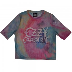 Ozzy Osbourne Ladies Crop Top: Logo (Light Blue) (Mesh) (XX-Large)