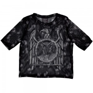 Slayer Ladies Crop Top: Mono Eagle (Black) (Mesh) (X-Small)