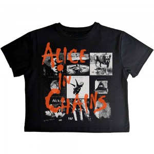 Alice In Chains Ladies Crop Top: Albums Montage (Black) (Small)