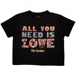 The Beatles Ladies Crop Top: Yellow Submarine AYNIL Stacked (Black) (Medium)