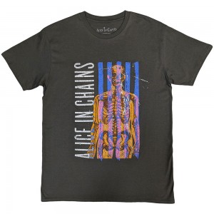 Alice In Chains Unisex Stone Wash T-Shirt: Skeletal (Charcoal Grey) (Small)