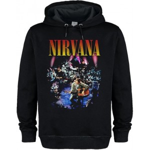 Nirvana Live In New York Amplified Black Large Hoodie Sweatshirt
