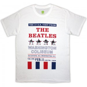 The Beatles Unisex T-Shirt: Washington ´64 Stars & Stripes (White) (Small)
