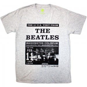 The Beatles Unisex T-Shirt: Washington ´64 Promo (Grey) (Medium)