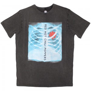Red Hot Chili Peppers Unisex Stone Wash T-Shirt: X-Ray (Charcoal Grey) (Large)
