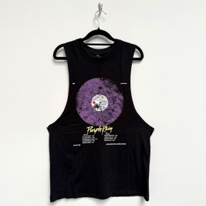 Prince Unisex Vest T-Shirt: Purple Rain Disc (Black) (Medium)
