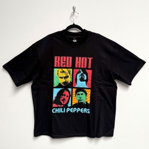 Red Hot Chili Peppers Unisex Oversized Boxy T-Shirt: Portrait Photos (Black) (Medium)