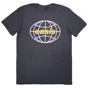 Oasis Unisex T-Shirt: Globe Logo (Navy Blue) (Large)